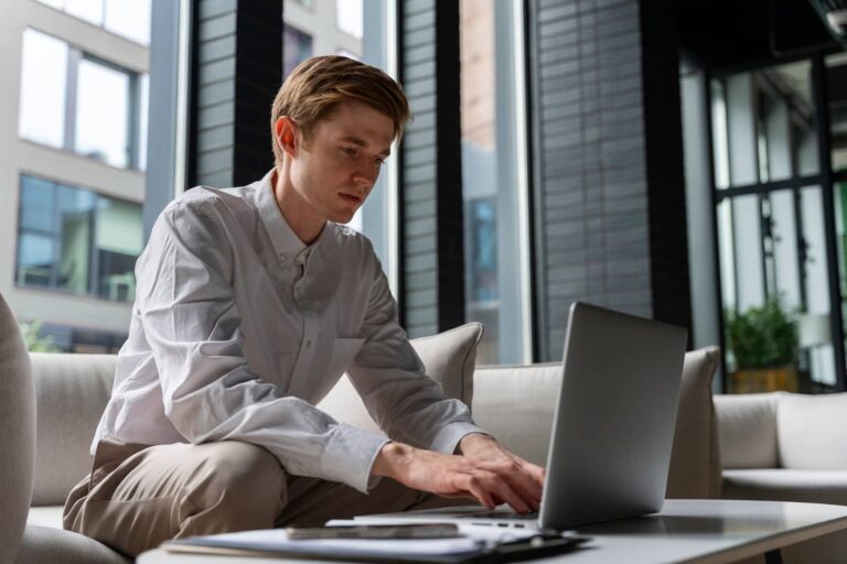 Man working on a laptop